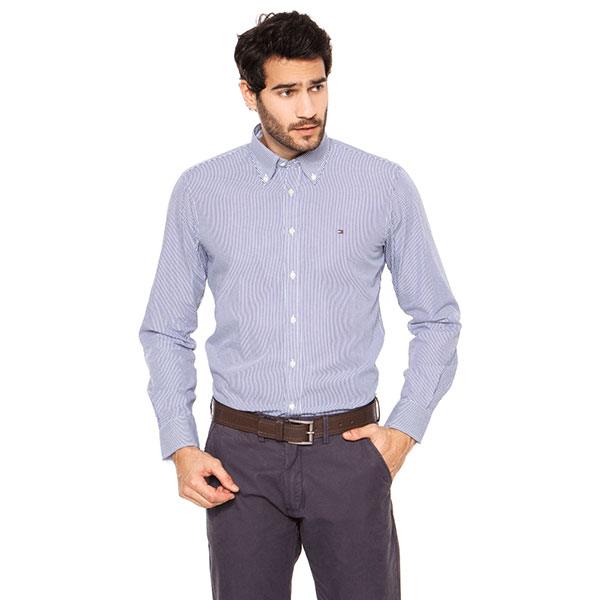 Camisa Manga Longa Tommy Hilfiger Listrada Azul Claro