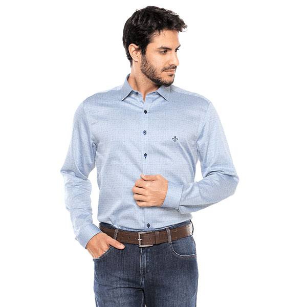 Camisa Dudalina Abstrata Azul Claro