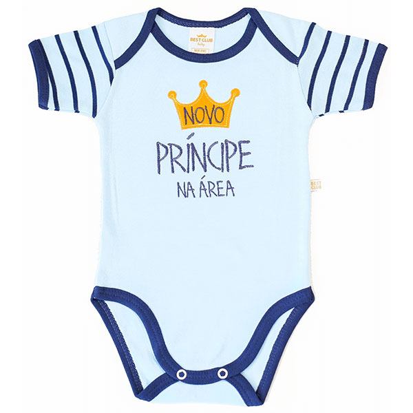 Body Frases Best Club Baby Bordado Azul Claro