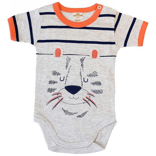 Body Best Club Baby Bordado Cinza Mescla