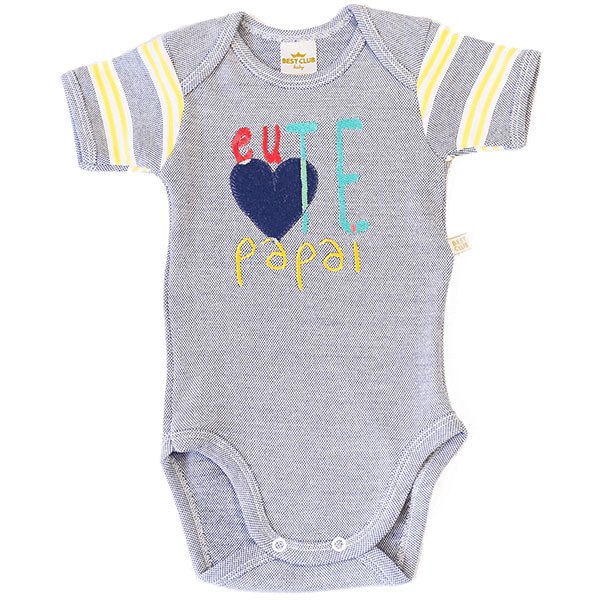 Body Frases Best Club Baby Bordado Azul
