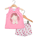 Pijama Kyly Floral Infantil Rosa