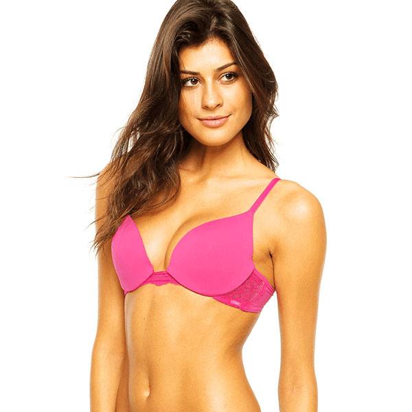 Sutiã Hope Push-up Detalhe Renda Rosa
